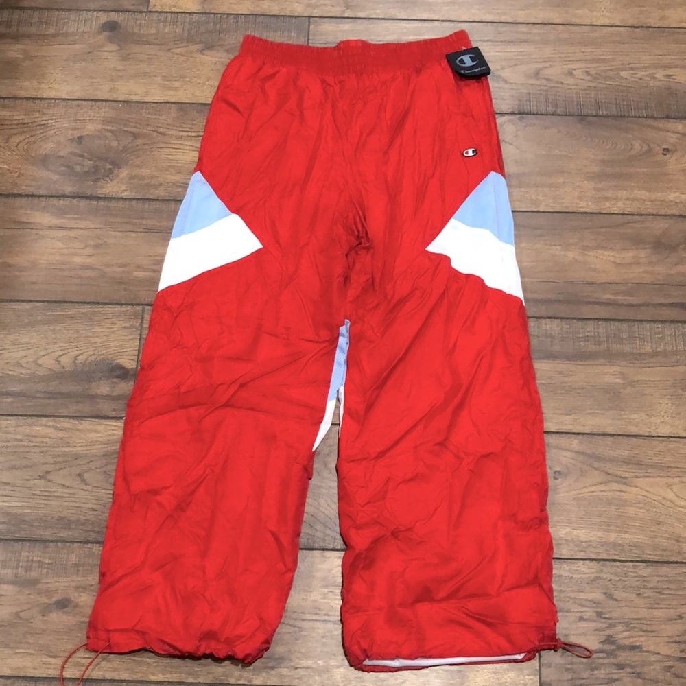 Men’s Champion Wind/ Parachute Pants ColorBlock NWT Red XL